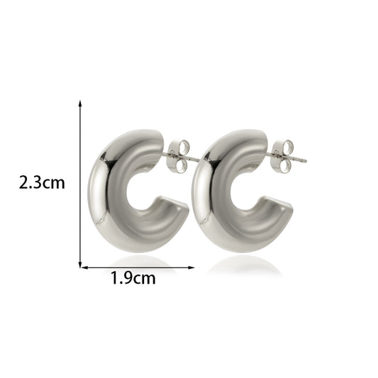 1 Pair Nordic Style French Style Simple Style C Shape Copper Ear Studs