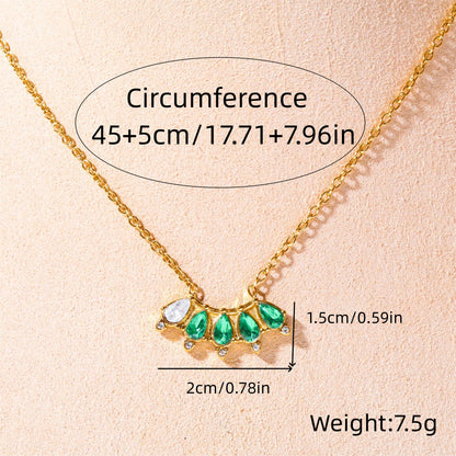 Wholesale Simple Style Classic Style Color Block Stainless Steel Plating Inlay Gold Plated Rhinestones Birthstone Zircon Necklace