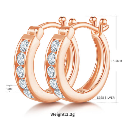 Elegant Simple Style Geometric Sterling Silver Gra Inlay Moissanite Rose Gold Plated White Gold Plated Gold Plated Earrings