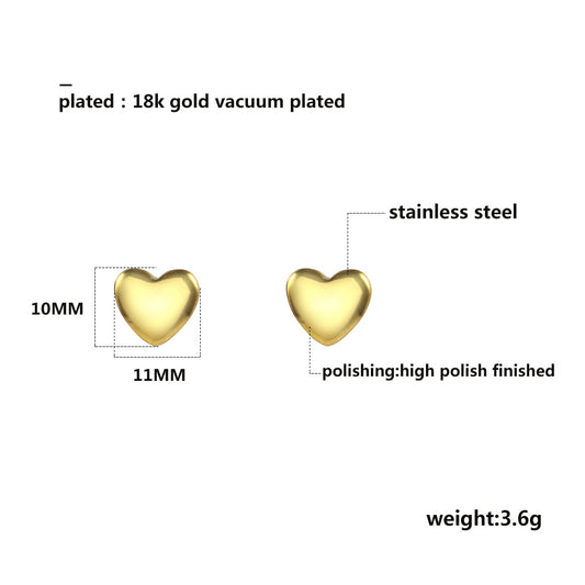 1 Pair Simple Style Classic Style Heart Shape Plating Titanium Steel Gold Plated Ear Studs