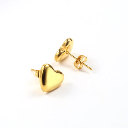 1 Pair Simple Style Classic Style Heart Shape Plating Titanium Steel Gold Plated Ear Studs