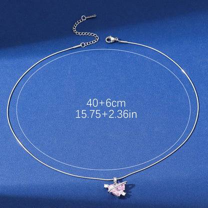 Wholesale Simple Style Heart Shape Stainless Steel Plating Inlay Silver Plated Zircon Pendant Necklace