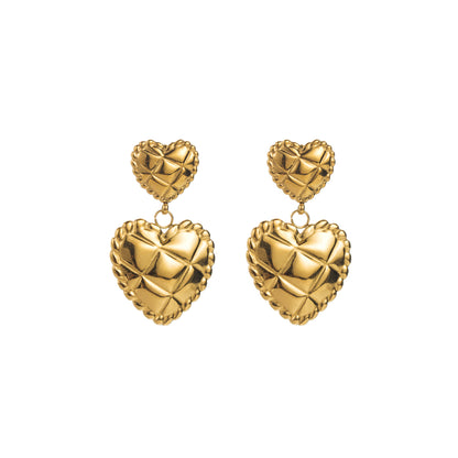 1 Pair Modern Style Simple Style Heart Shape Stainless Steel Drop Earrings