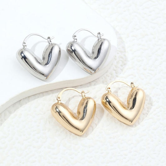 1 Pair Basic Classic Style V Shape Heart Shape Plating Copper 18k Gold Plated Earrings