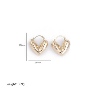 1 Pair Basic Classic Style V Shape Heart Shape Plating Copper 18k Gold Plated Earrings