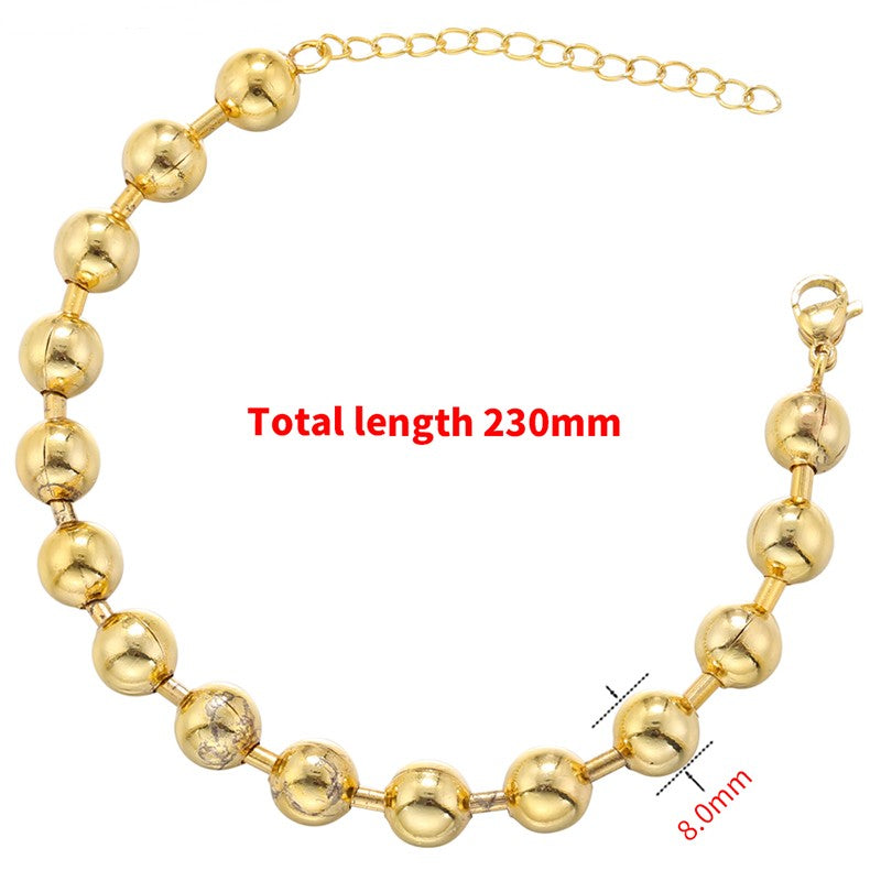 Casual Vintage Style Simple Style Solid Color Copper 18k Gold Plated Bracelets Necklace In Bulk
