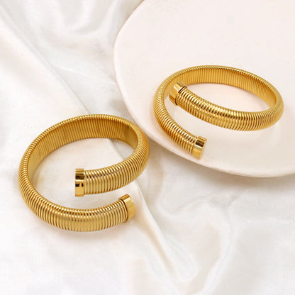 Simple Style Solid Color Stainless Steel Plating 18k Gold Plated Bangle
