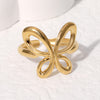 304 Stainless Steel 18K Gold Plated Simple Style Plating Butterfly Open Rings
