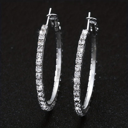 1 Pair Basic Classic Style Solid Color Plating Inlay Copper Rhinestones Silver Plated Earrings