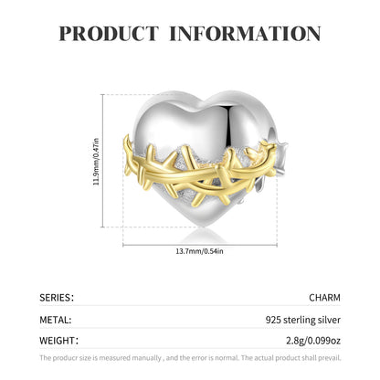 Exaggerated Heart Shape Sterling Silver Plating Gold Plated Charms Jewelry Accessories
