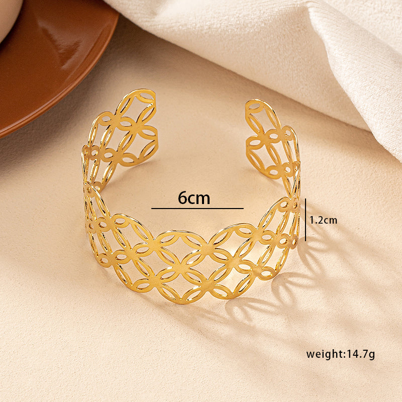 Simple Style Commute Color Block Ferroalloy Plating 14k Gold Plated Women's Bangle