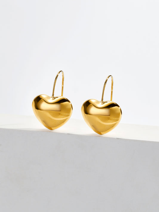 1 Pair Simple Style Classic Style Heart Shape Plating Stainless Steel 18k Gold Plated Drop Earrings