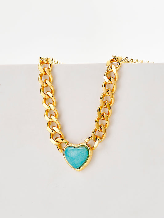Wholesale Retro Heart Shape Stainless Steel Plating 18k Gold Plated Pendant Necklace