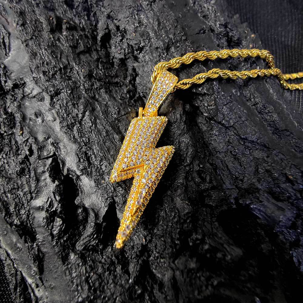 Hip-hop Lightning Copper Plating Inlay Zircon Men's Pendant Necklace