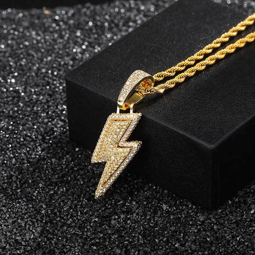 Hip-hop Lightning Copper Plating Inlay Zircon Men's Pendant Necklace