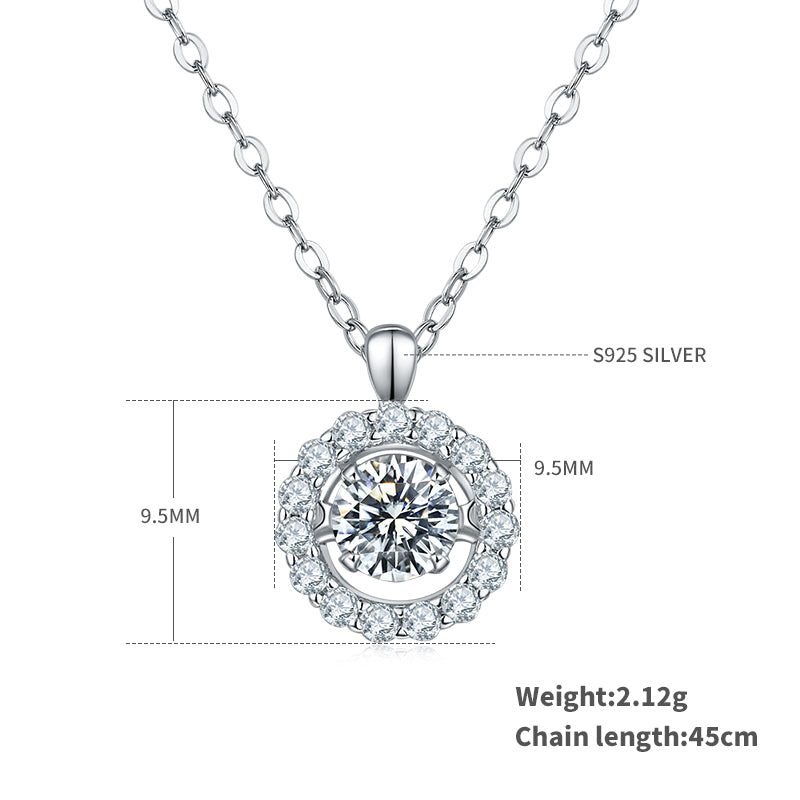 Sterling Silver Simple Style Shiny Round Gra Plating Inlay Moissanite Pendant Necklace