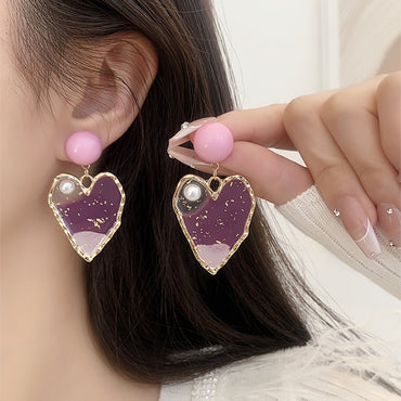 1 Pair Elegant Streetwear Heart Shape Alloy Drop Earrings