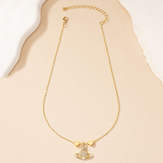 Commute Korean Style Heart Shape Rhinestones Alloy Wholesale Pendant Necklace