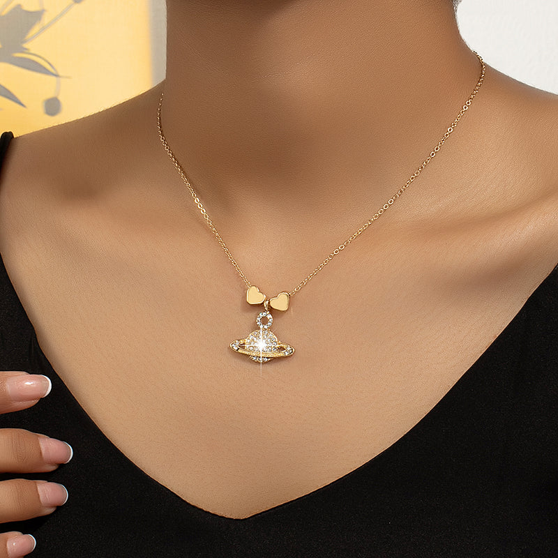 Commute Korean Style Heart Shape Rhinestones Alloy Wholesale Pendant Necklace