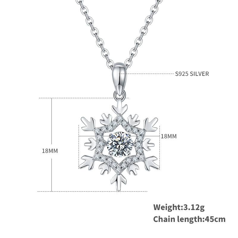 Sterling Silver Simple Style Snowflake GRA Plating Inlay Moissanite Necklace