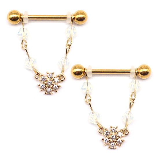 Modern Style Geometric Resin Gravel Copper Plating White Gold Plated Gold Plated Nipple Ring