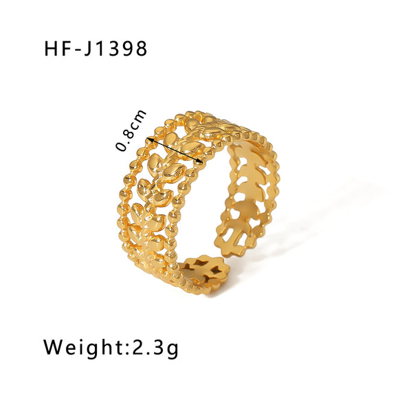 Modern Style Geometric Stainless Steel Plating Open Rings
