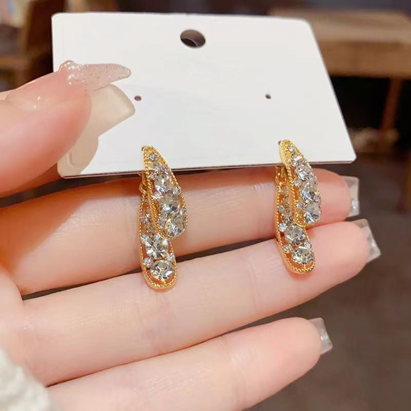 1 Pair Casual Elegant Romantic Water Droplets Inlay Alloy Aluminium Alloy Rhinestones Drop Earrings