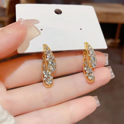 1 Pair Casual Elegant Romantic Water Droplets Inlay Alloy Aluminium Alloy Rhinestones Drop Earrings