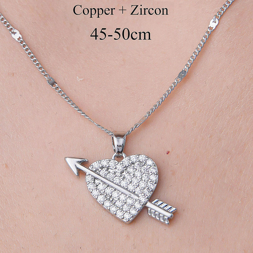 Wholesale Simple Style Devil's Eye Heart Shape Wings Stainless Steel Titanium Steel Plating Inlay Zircon Pendant Necklace