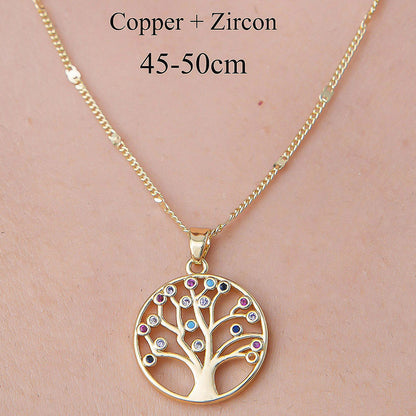 Wholesale Simple Style Tree Heart Shape Butterfly Stainless Steel Titanium Steel Polishing Plating Inlay Zircon Pendant Necklace