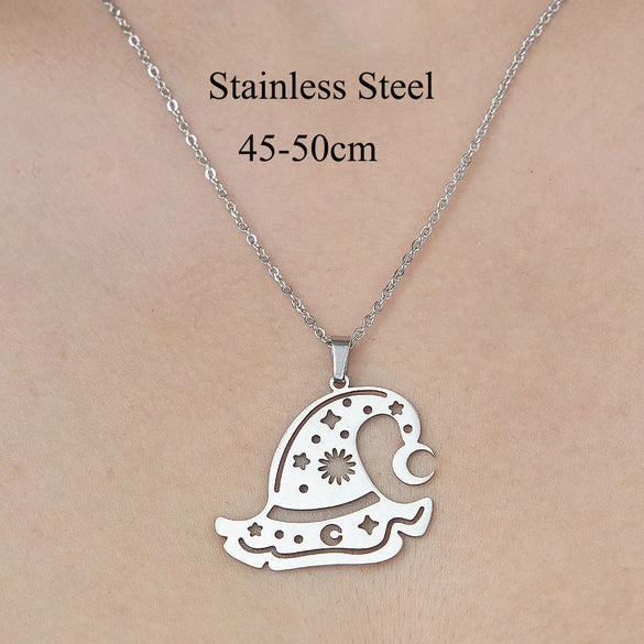 Wholesale Simple Style Clouds Star Moon Stainless Steel Titanium Steel Polishing Plating Pendant Necklace