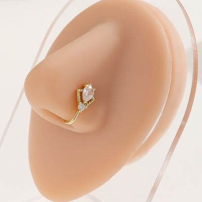 Streetwear Heart Shape Copper Plating Inlay Zircon Gold Plated Nose Ring