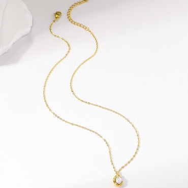 Simple Style Commute Irregular Stainless Steel Plating Inlay Pearl 18k Gold Plated Pendant Necklace