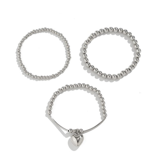Casual Heart Shape Steel Beaded Bracelets