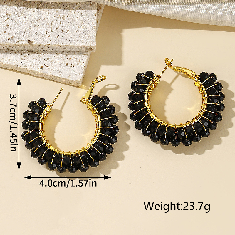 1 Pair Elegant Color Block Plating Inlay Copper Artificial Pearls 18k Gold Plated Hoop Earrings
