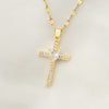 Vintage Style Geometric Cross Stainless Steel Plating Inlay Rhinestones Pearl Zircon 18k Gold Plated Pendant Necklace