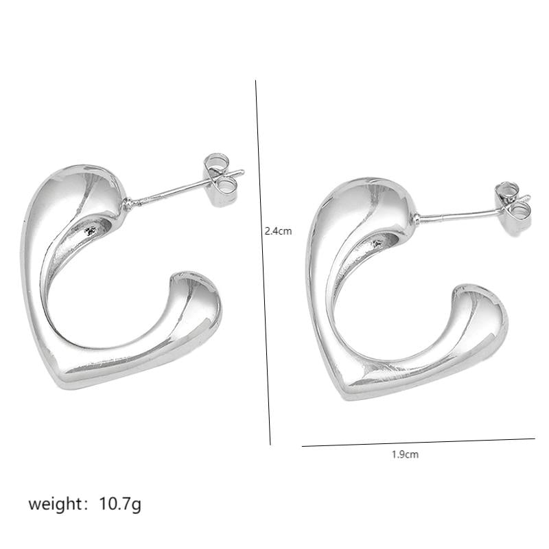 1 Pair Simple Style Heart Shape Polishing Plating Copper 18K Gold Plated Ear Studs