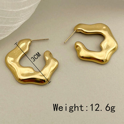 1 Pair Retro Geometric Plating Stainless Steel Gold Plated Earrings