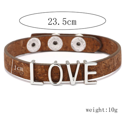 Romantic Simple Style Letter Pu Leather Alloy Women's Bracelets