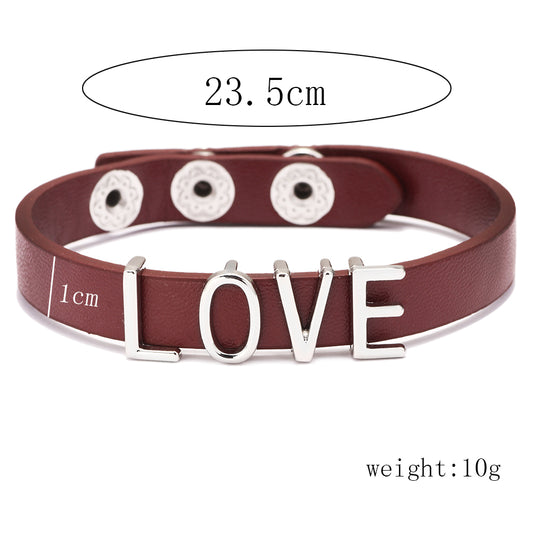 Romantic Simple Style Letter Pu Leather Alloy Women's Bracelets