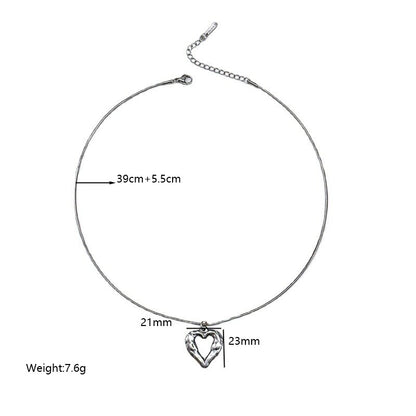 Wholesale Simple Style Heart Shape Stainless Steel Plating Hollow Out Pendant Necklace