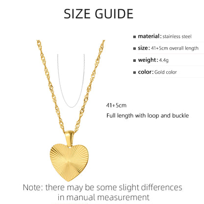 Sweet Heart Shape Stainless Steel Plating Inlay Shell Zircon 18k Gold Plated Pendant Necklace
