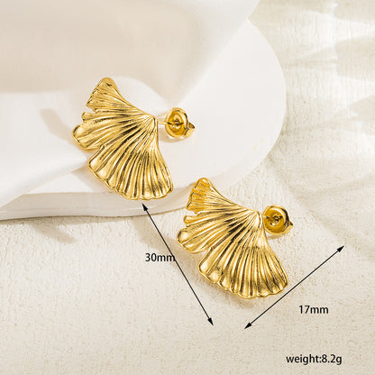 1 Pair Casual Leaves Plating Stainless Steel 14k Gold Plated Ear Studs