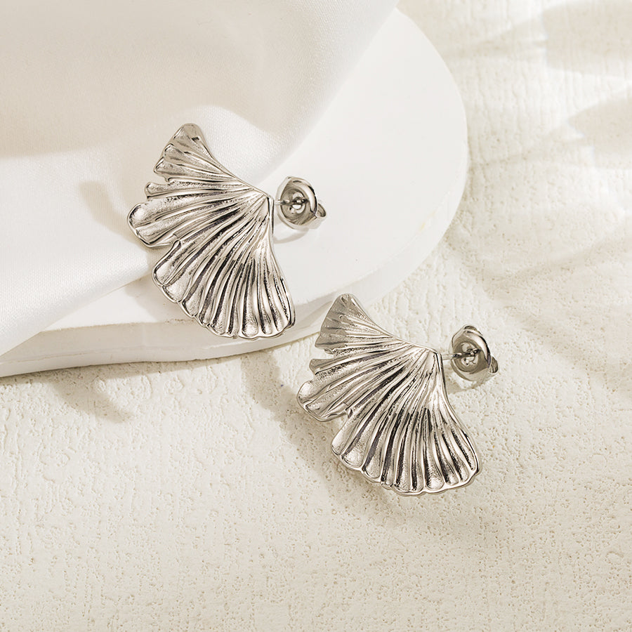 1 Pair Casual Leaves Plating Stainless Steel 14k Gold Plated Ear Studs