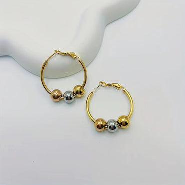 1 Pair Casual Modern Style Streetwear Round Stainless Steel Gold Plated Earrings