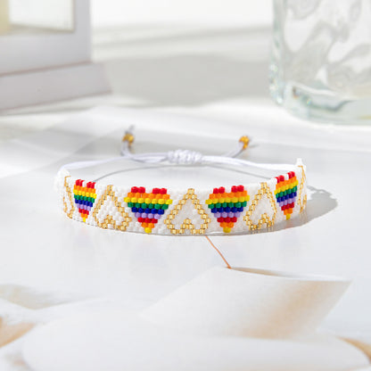 Simple Style Heart Shape Glass Rope Handmade Women's Bracelets
