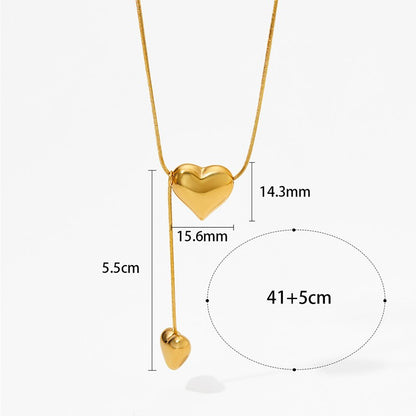 Wholesale Simple Style Heart Shape Stainless Steel Titanium Steel Plating Pendant Necklace