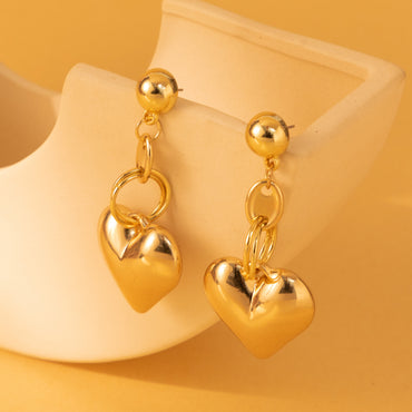1 Pair Vintage Style Simple Style Heart Shape Alloy Copper Drop Earrings