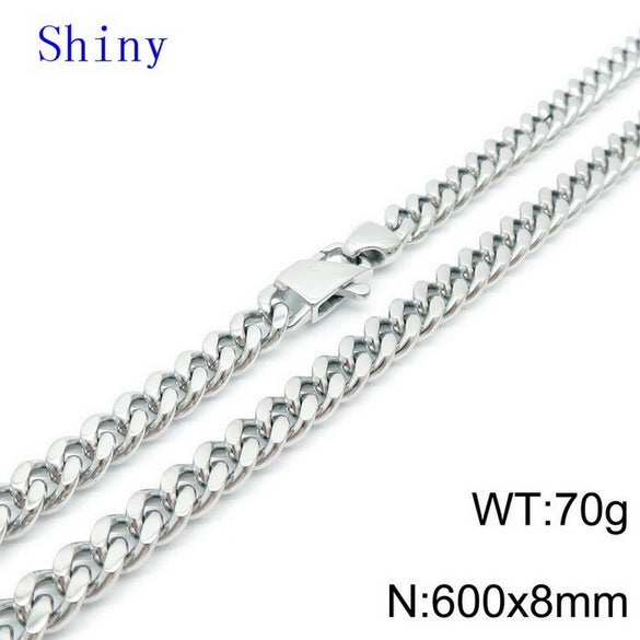 Hip-hop Retro Solid Color Titanium Steel Chain Necklace