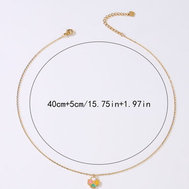 Wholesale Simple Style Heart Shape Stainless Steel Enamel 18k Gold Plated Pendant Necklace